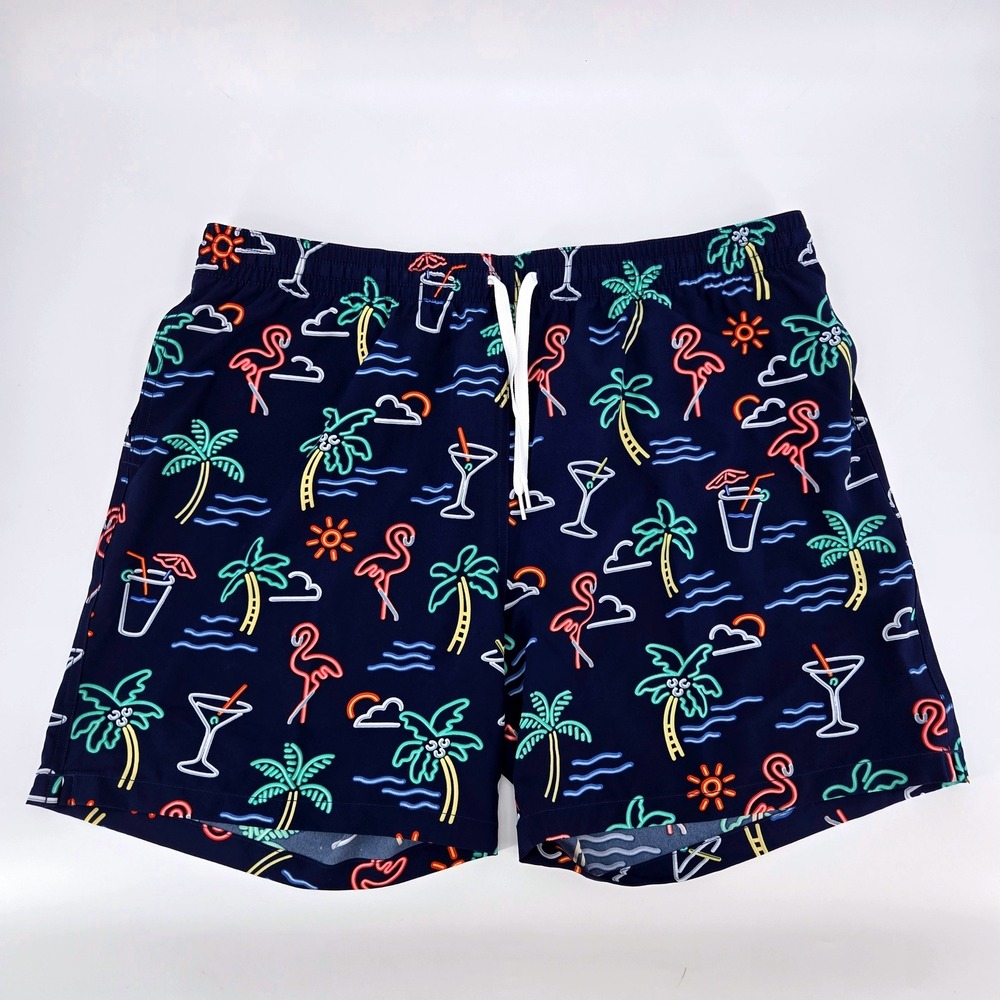 Chubbies The Neon Lights Swim Trunks 5.5" Inseam XXL Navy Flamingo Neon NWOT